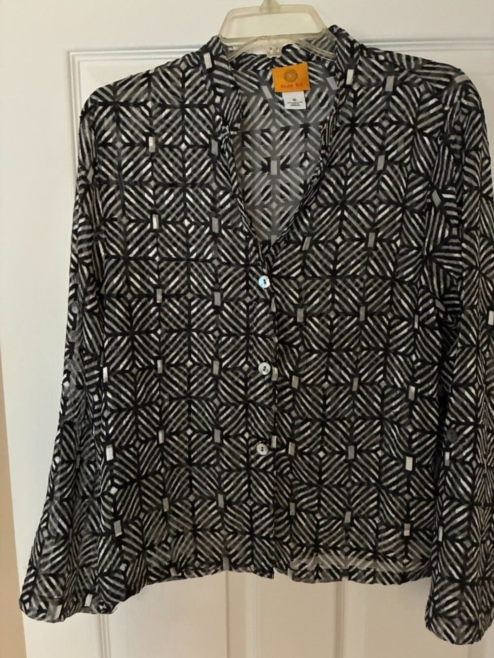 Black Sheer Long Sleeve Blouse Size 10 Ruby Rd